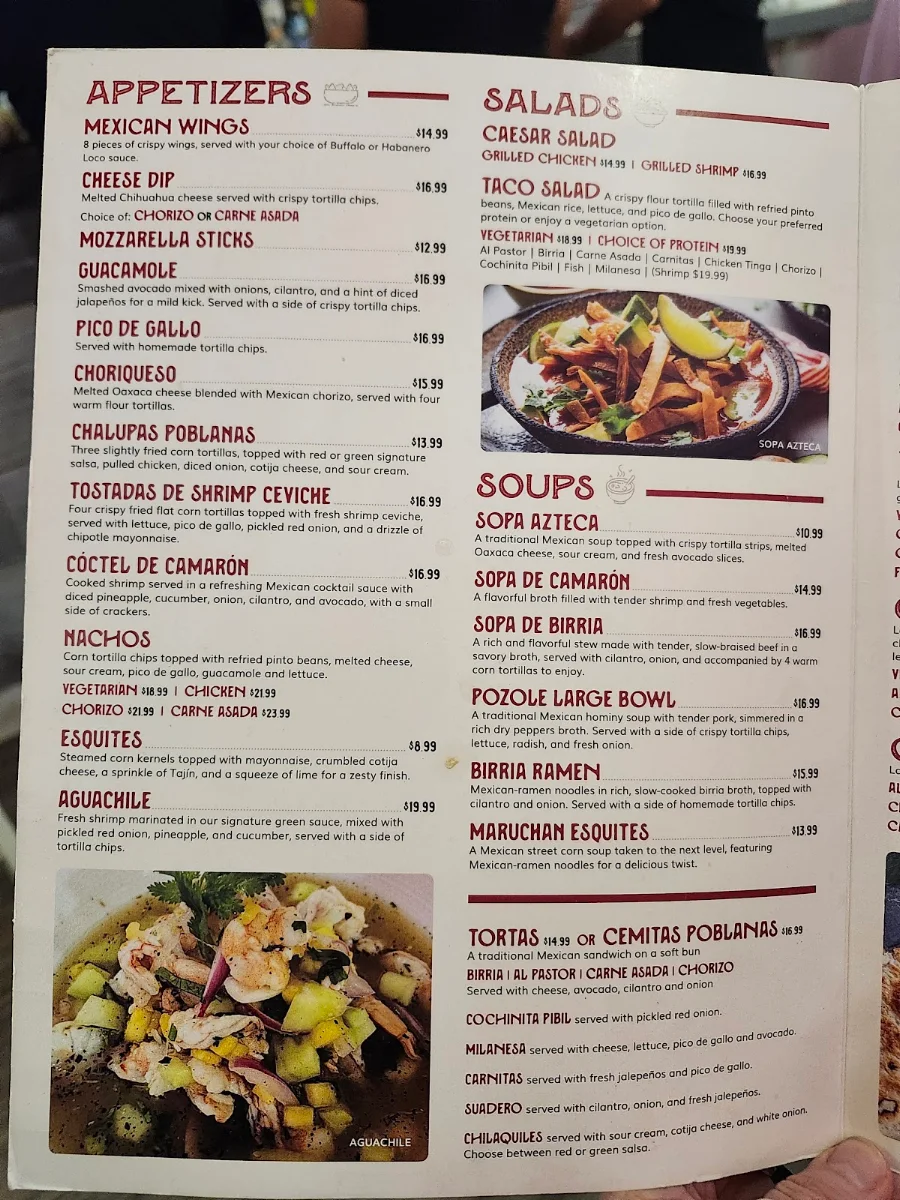 Menu, El Grito Mexicano