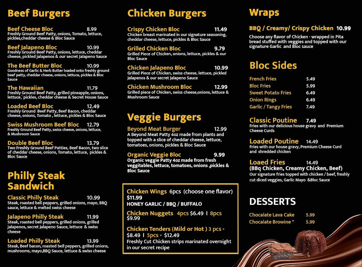 Menu, BurgerBloc