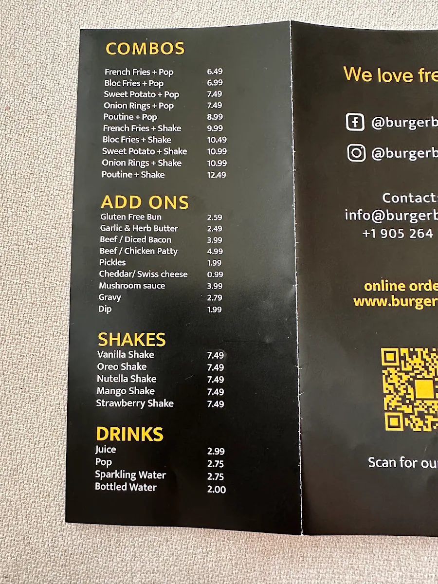 Menu, BurgerBloc