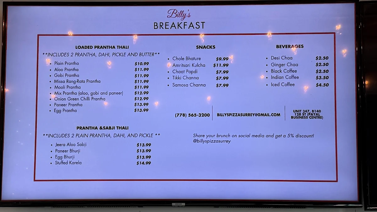 Menu, Raunak Sweets Pizza and Curry House (Previously known as Billy’s Pizza and Curry House)