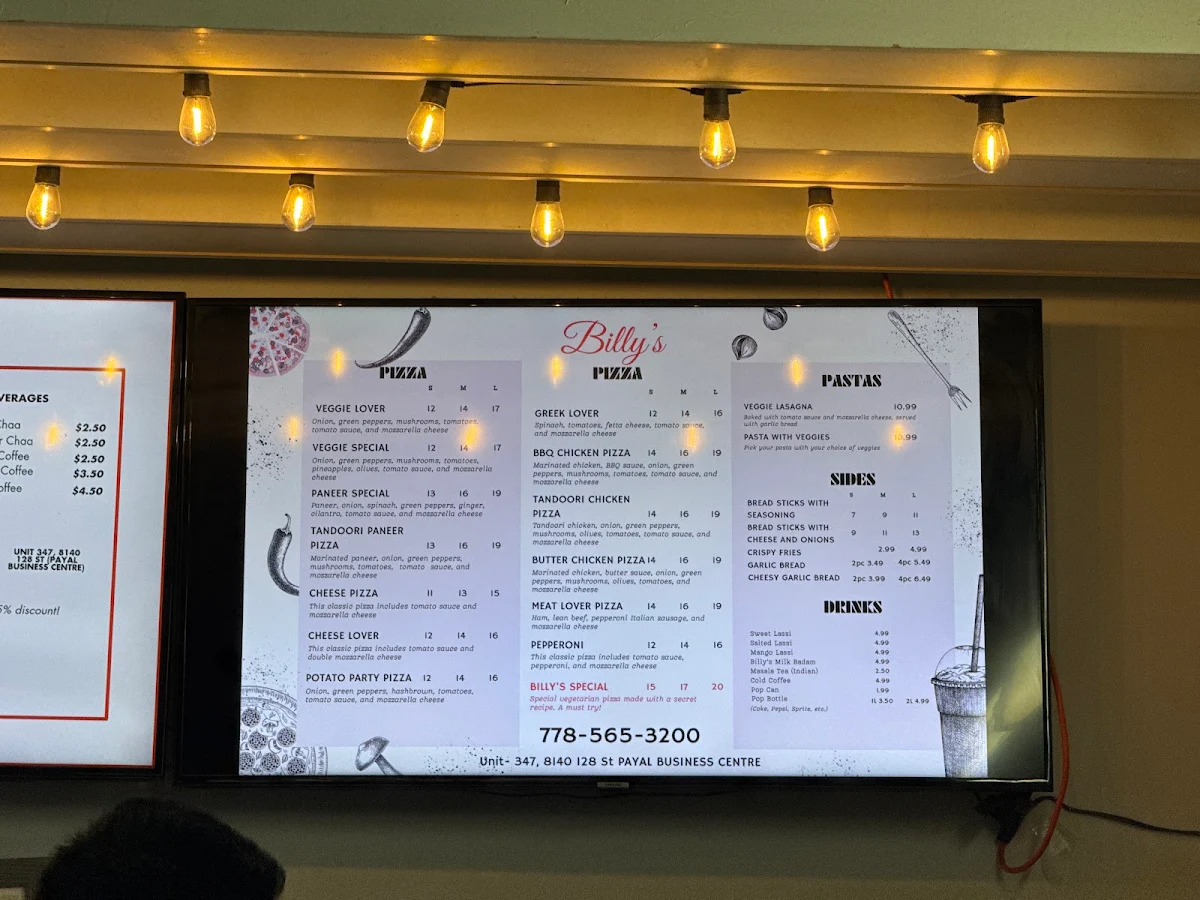 Menu, Raunak Sweets Pizza and Curry House (Previously known as Billy’s Pizza and Curry House)