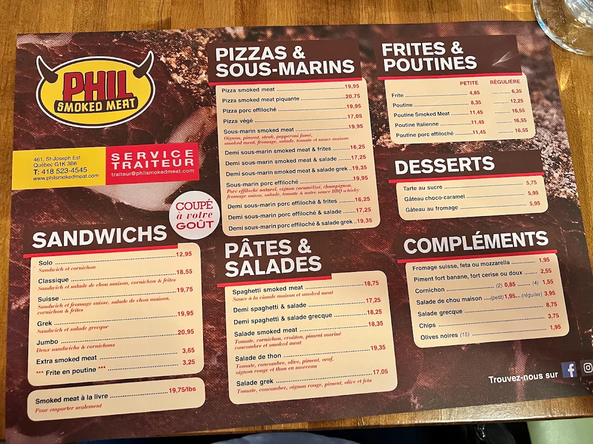 Menu, Phil Smoked Meat