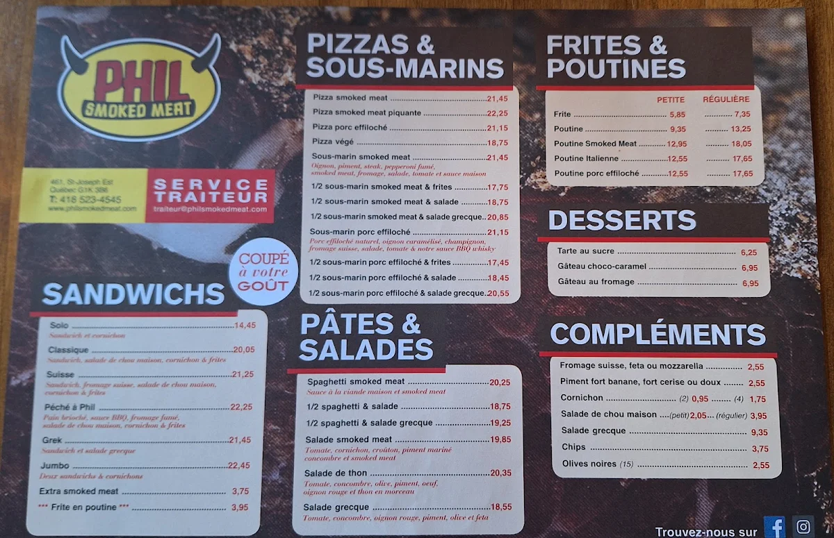 Menu, Phil Smoked Meat