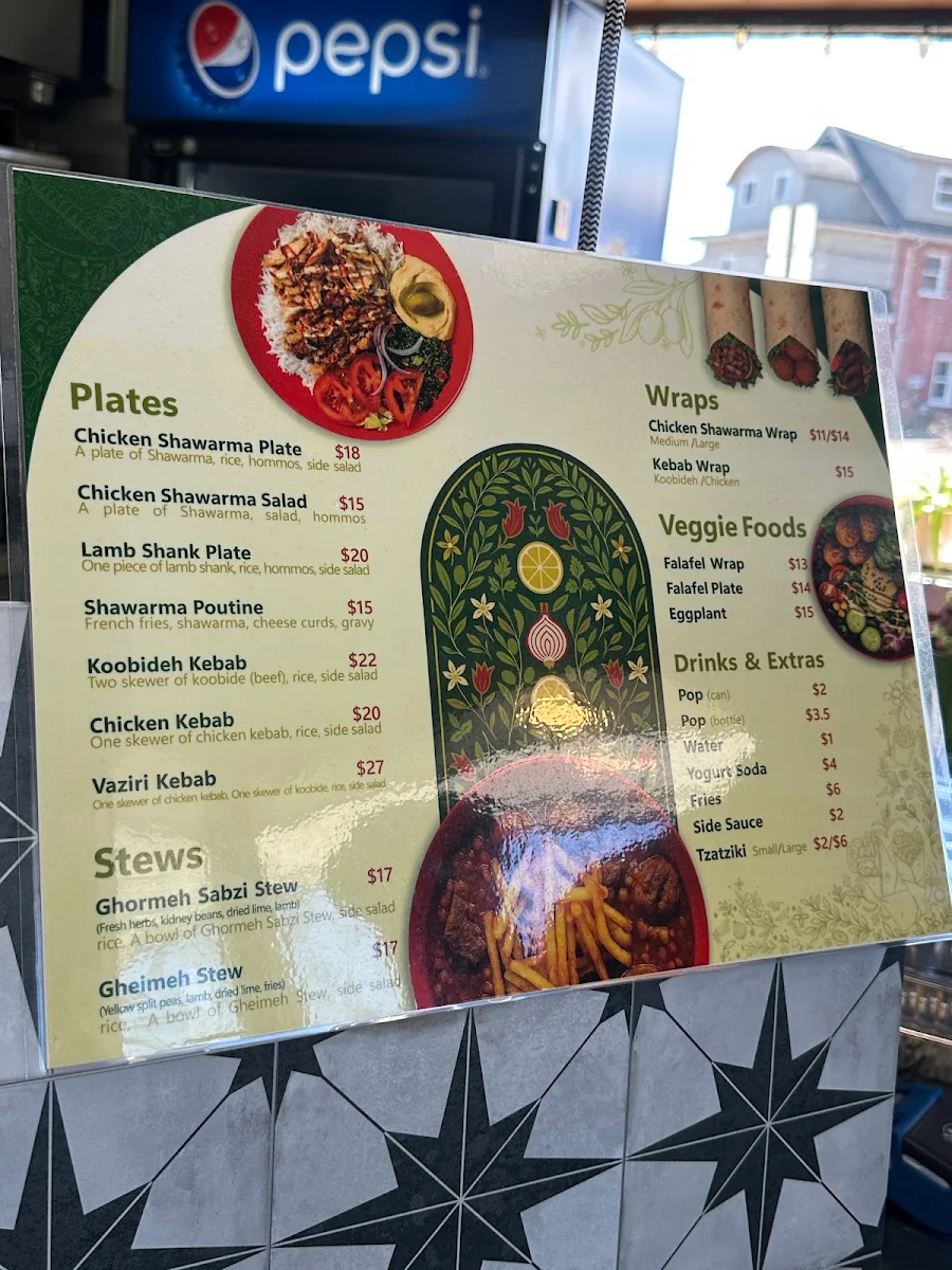 Menu, Zeytoon Restaurant