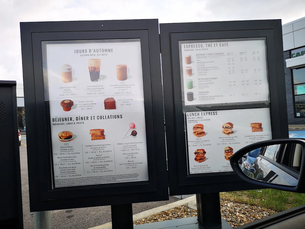 Menu, Starbucks Coffee Company