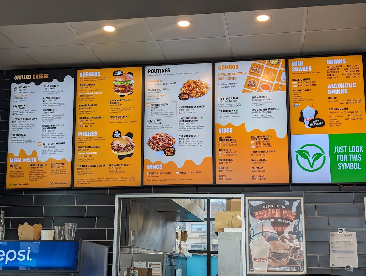 Menu, Meltwich Food Co