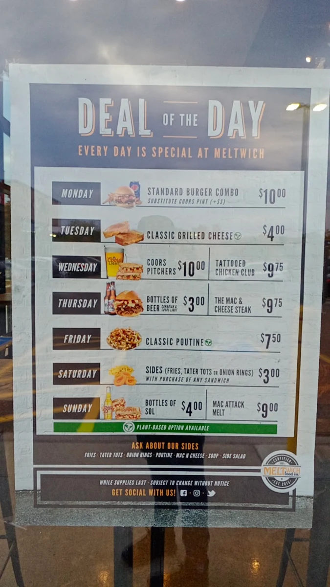 Menu, Meltwich Food Co