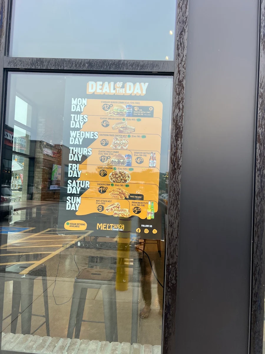 Menu, Meltwich Food Co