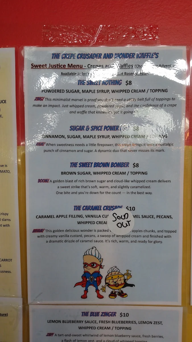 Menu, The Crepe Crusader