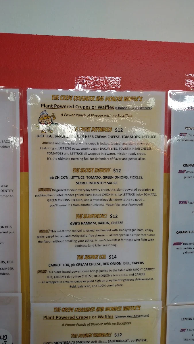 Menu, The Crepe Crusader