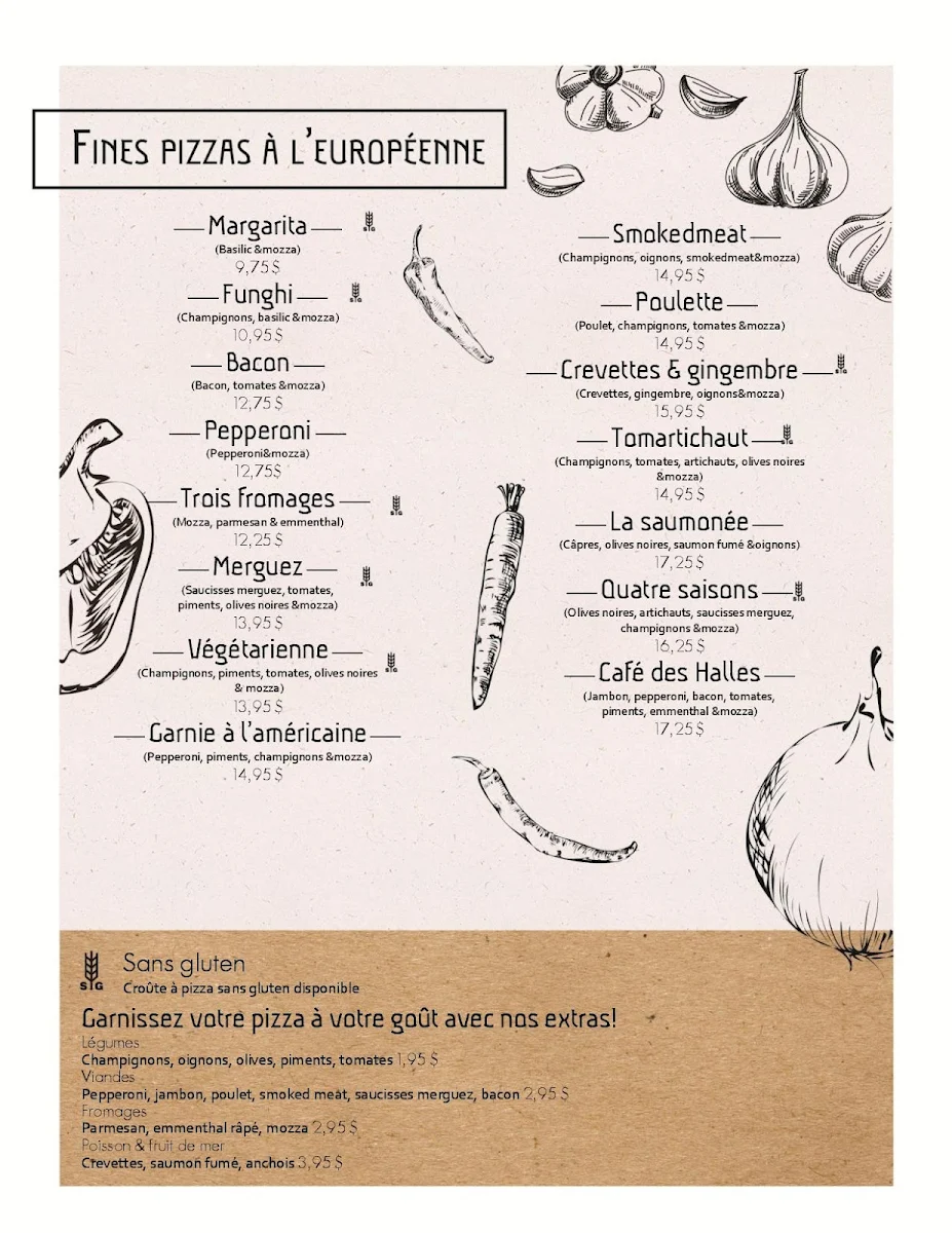 Menu, Cafe Des Halles Enr