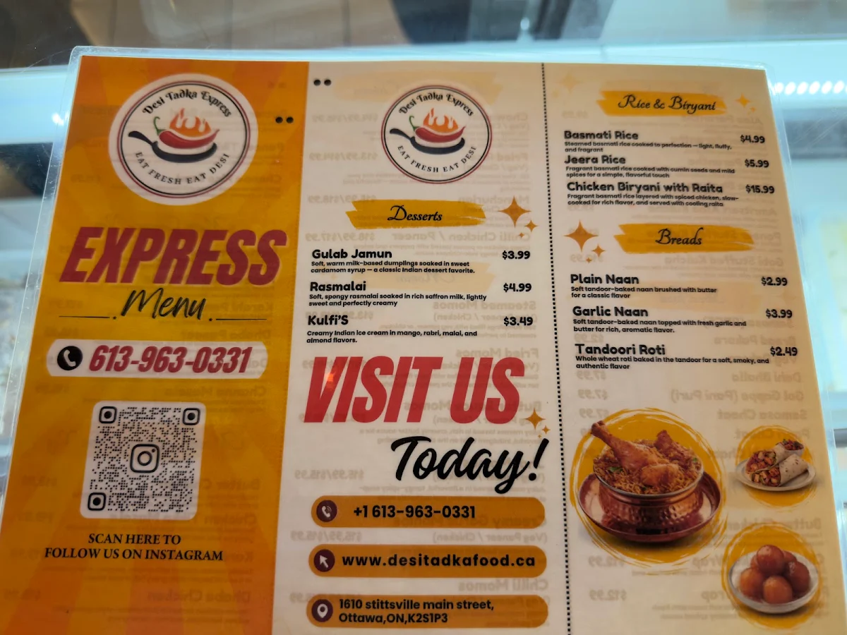 Menu, Desi Tadka Express