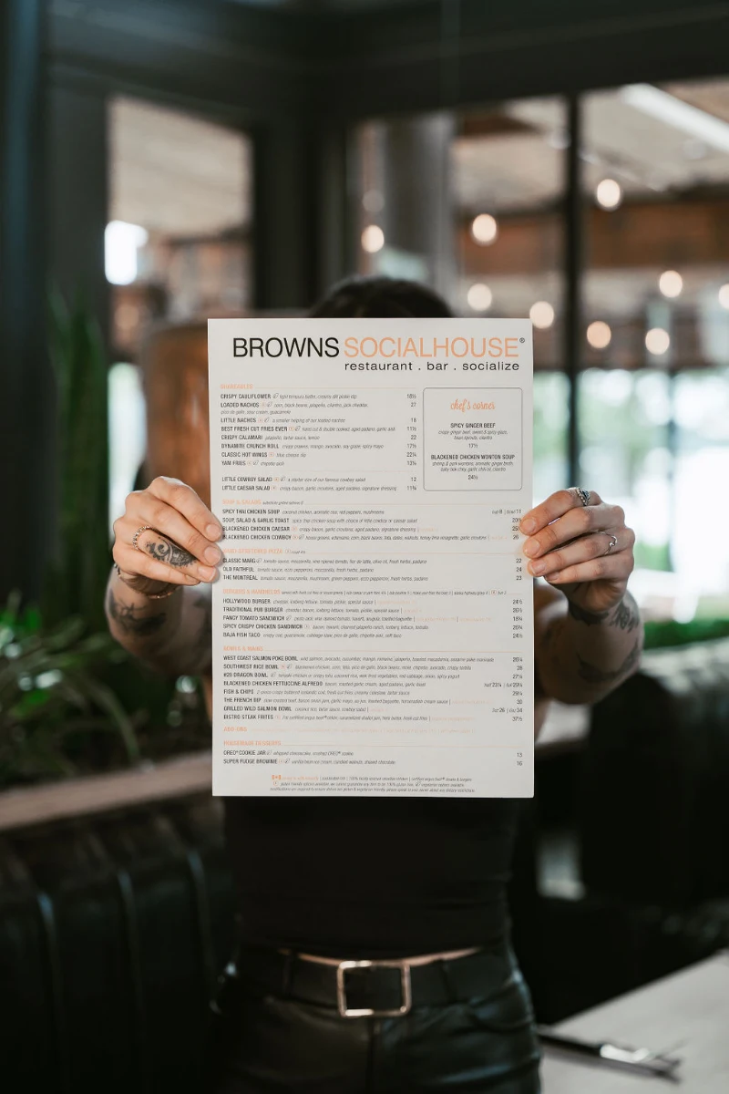 Menu, Browns Socialhouse Tofino