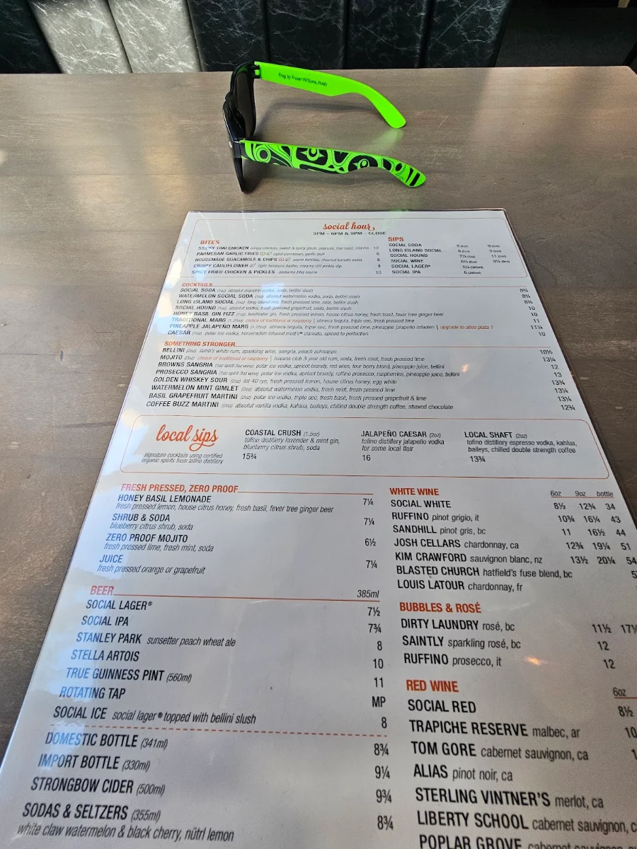 Menu, Browns Socialhouse Tofino