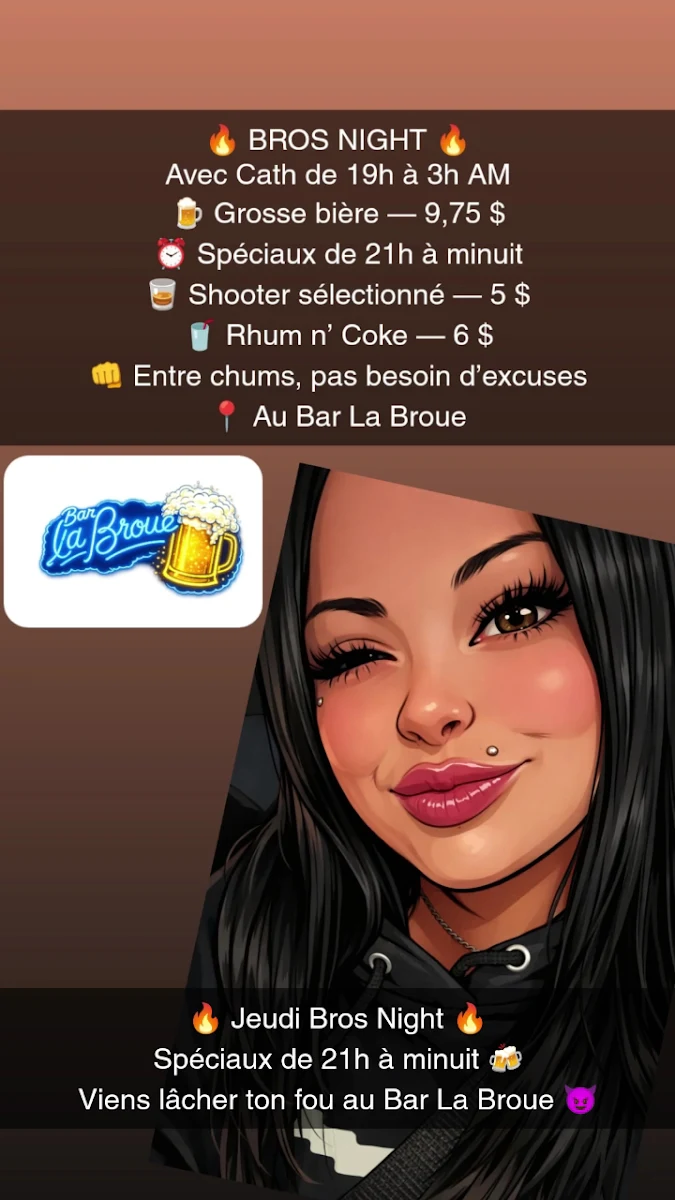 Menu, Bar La Broue