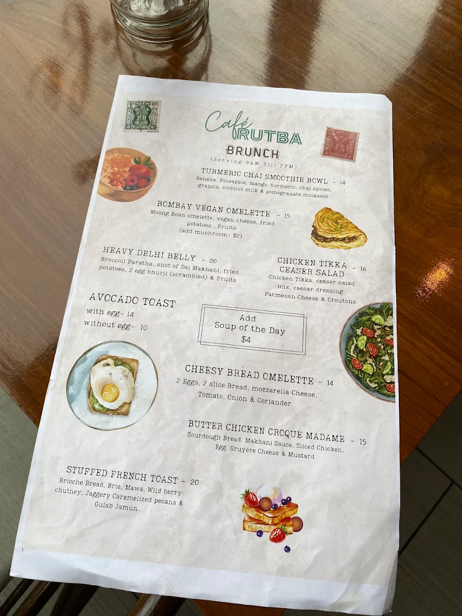 Menu, Rutba - Indian Cuisine
