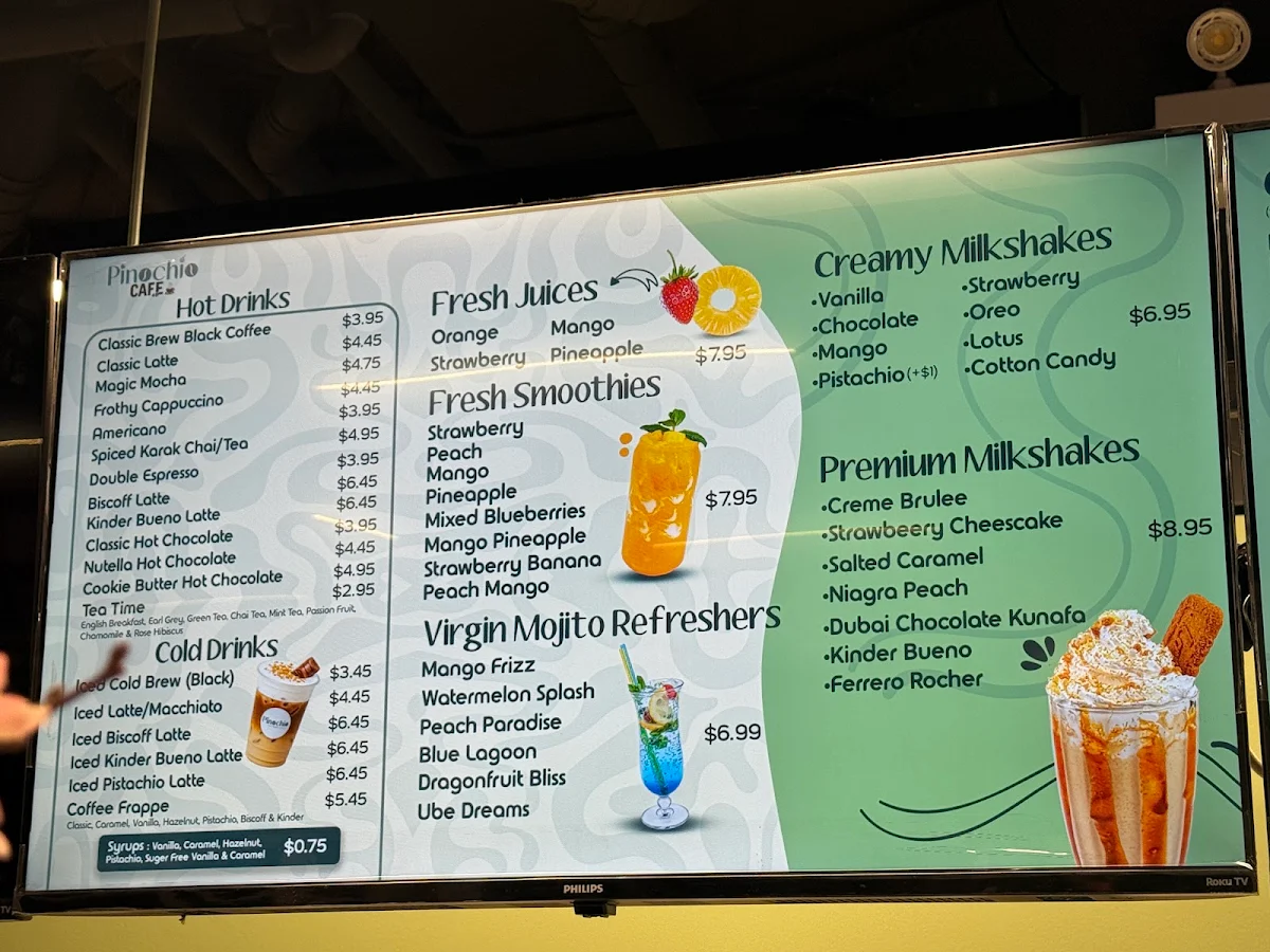 Menu, Pinochio Cafe, Dessert and Ice Cream