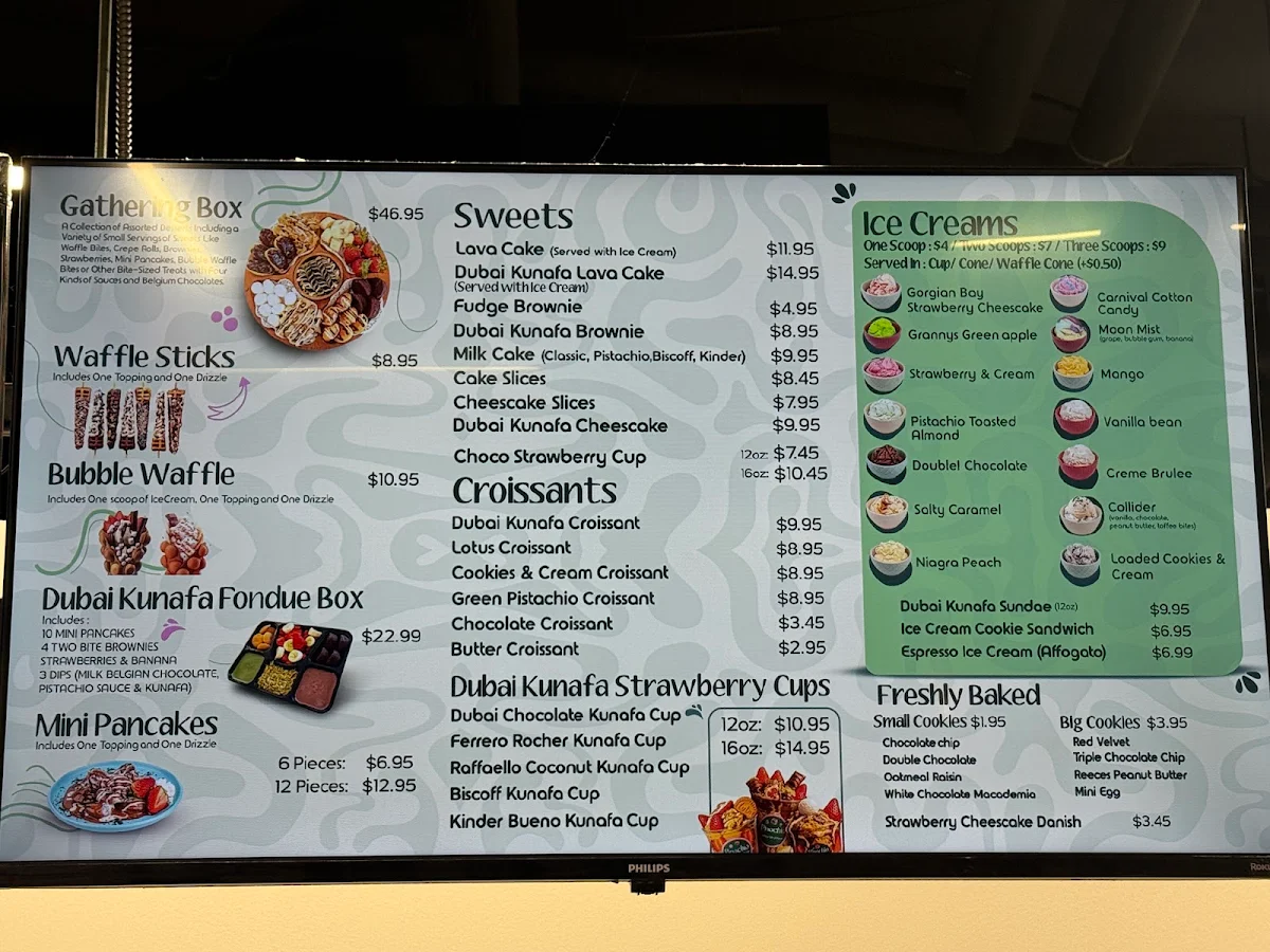 Menu, Pinochio Cafe, Dessert and Ice Cream