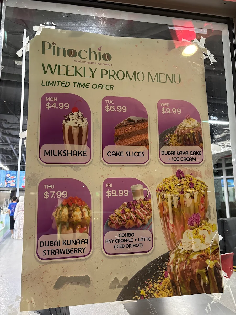 Menu, Pinochio Cafe, Dessert and Ice Cream
