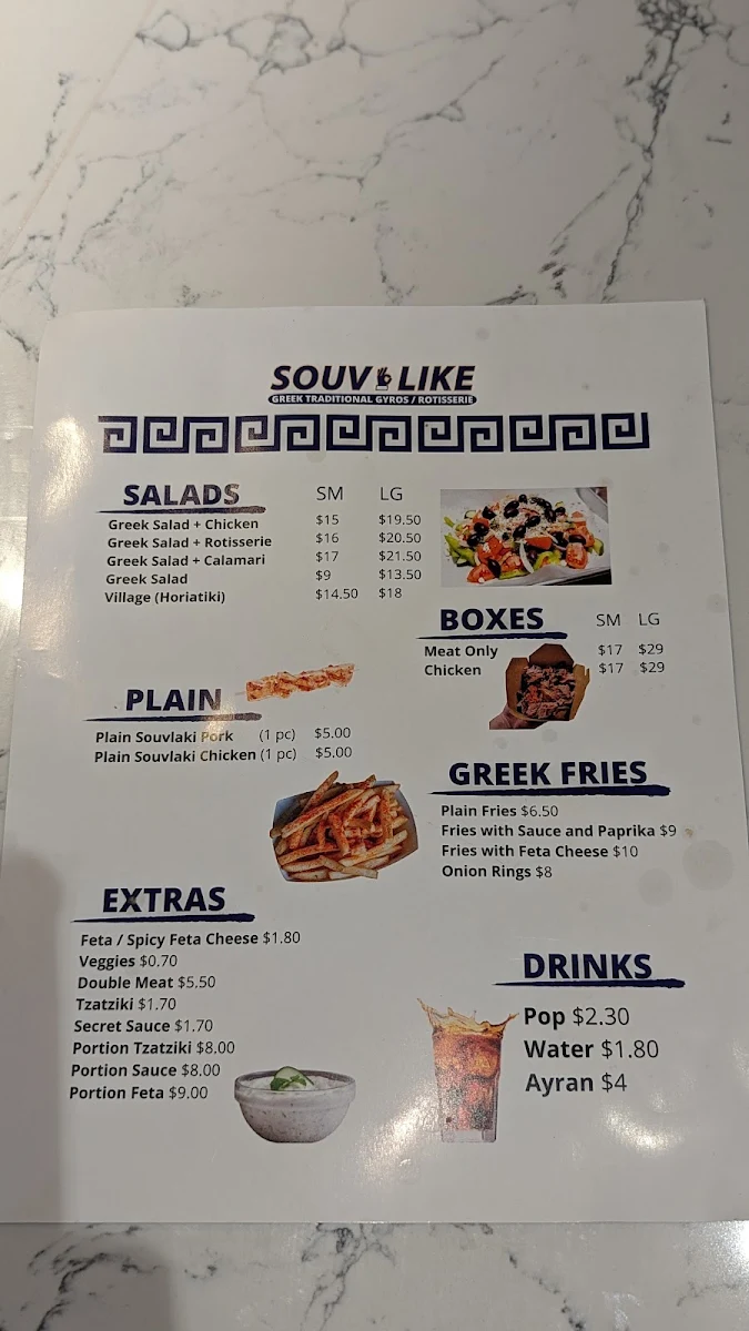 Menu, Souv Like on Roncesvalles