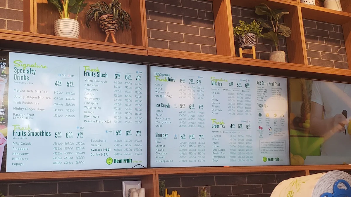 Menu, Real Fruit Bubble Tea