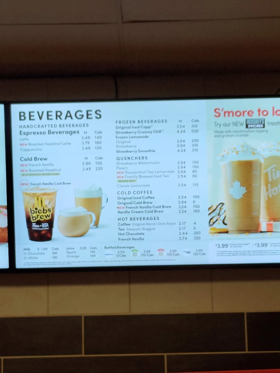 Menu, Tim Hortons
