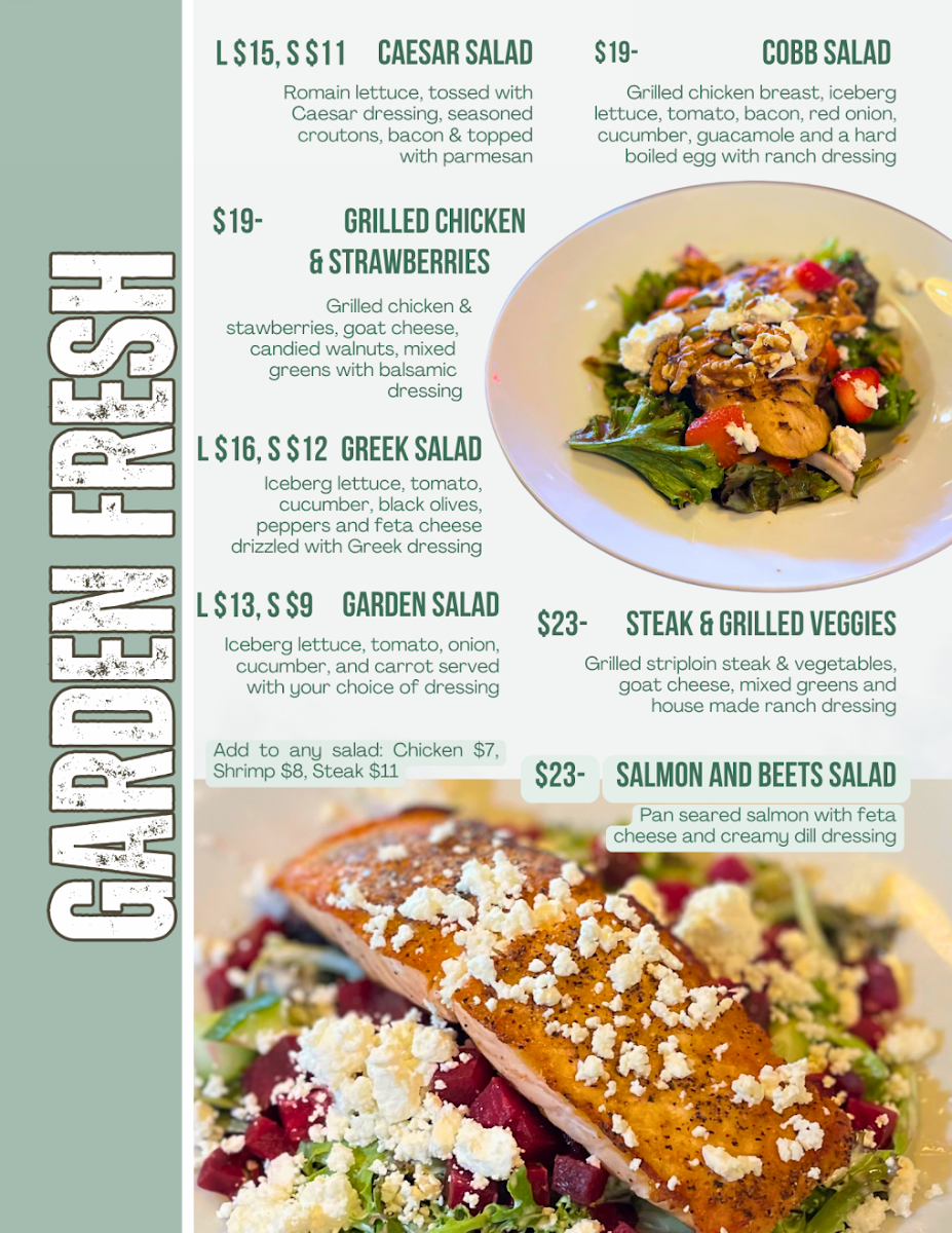 Menu, The Oakridge Pub