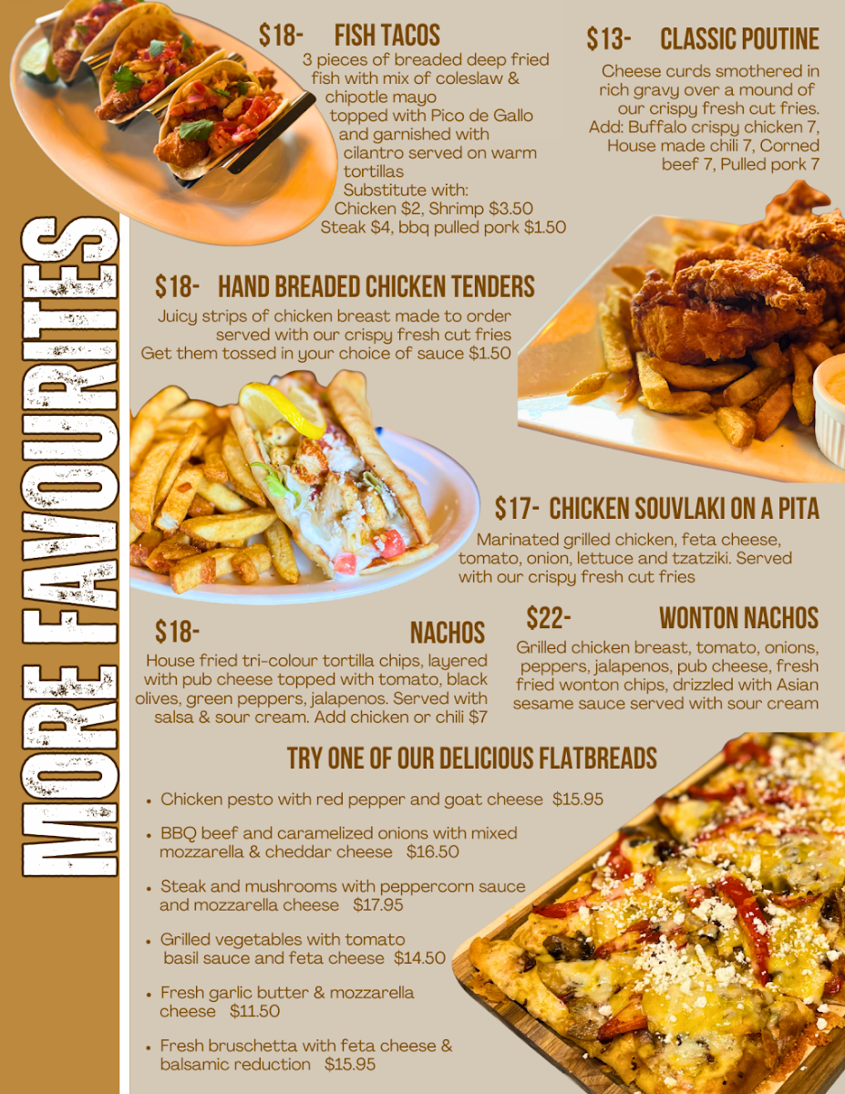 Menu, The Oakridge Pub