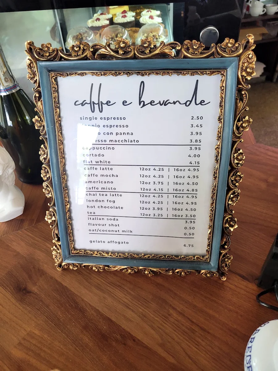 Menu, Azzurri Italian Pasticceria