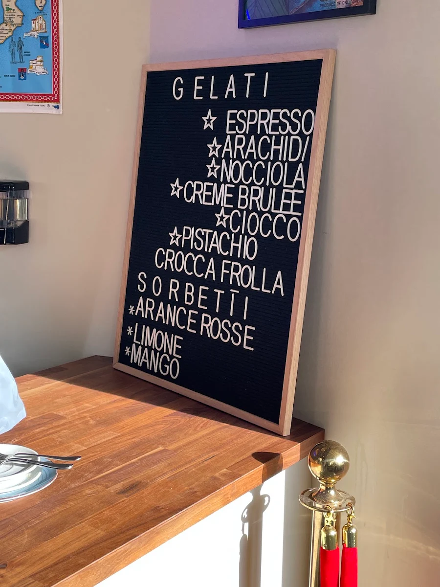 Menu, Azzurri Italian Pasticceria