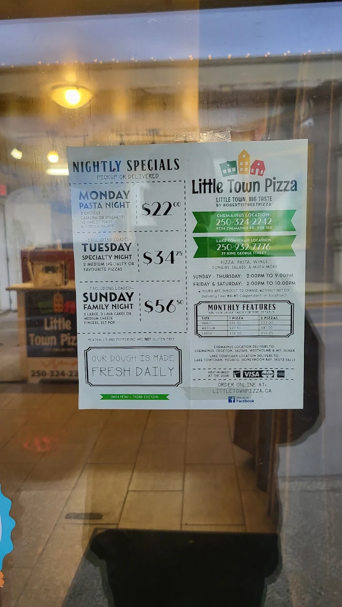 Menu, Little Town Pizza