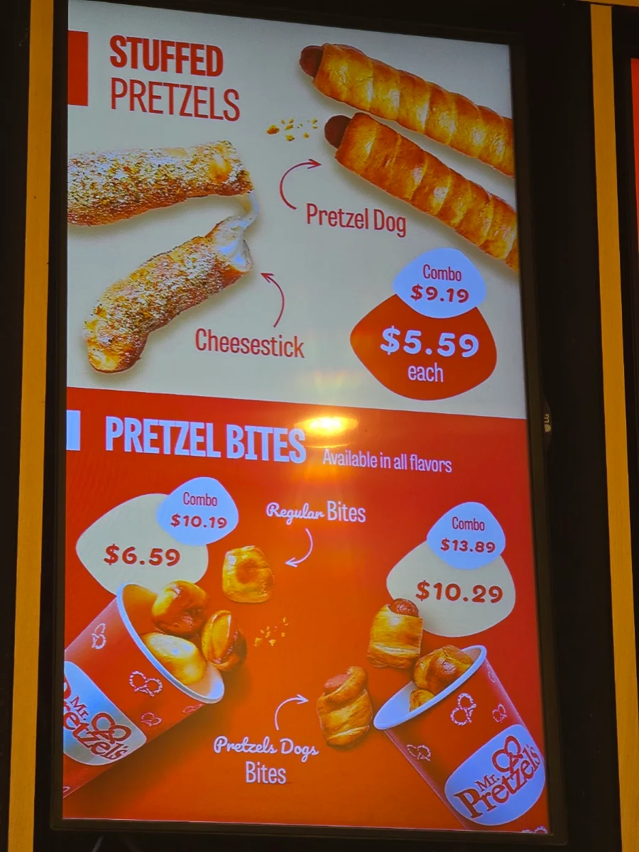 Menu, Mr.Pretzels Vaughan Mills