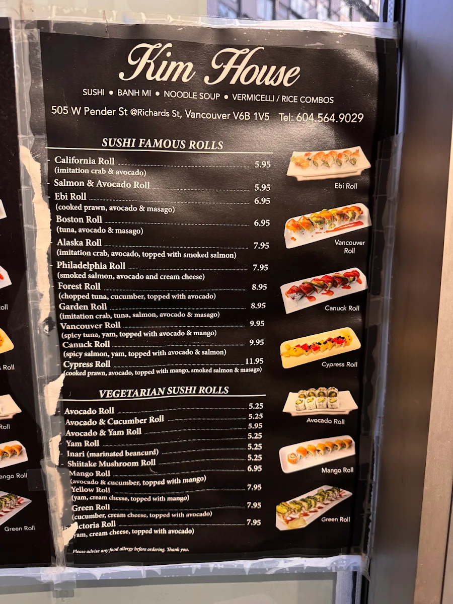 Menu, Kim House