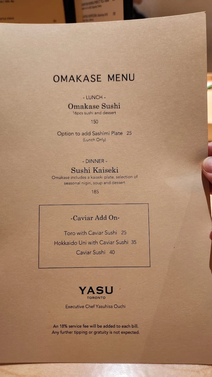 Menu, Yasu Toronto