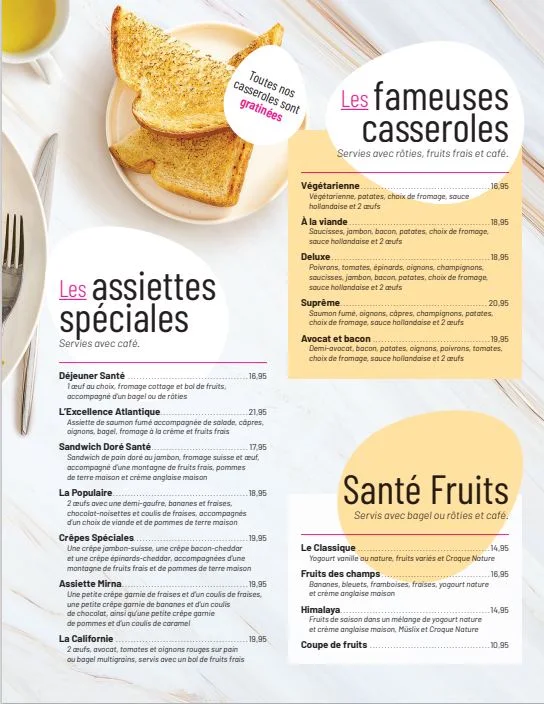 Menu, Coco Frutti Chicoutimi