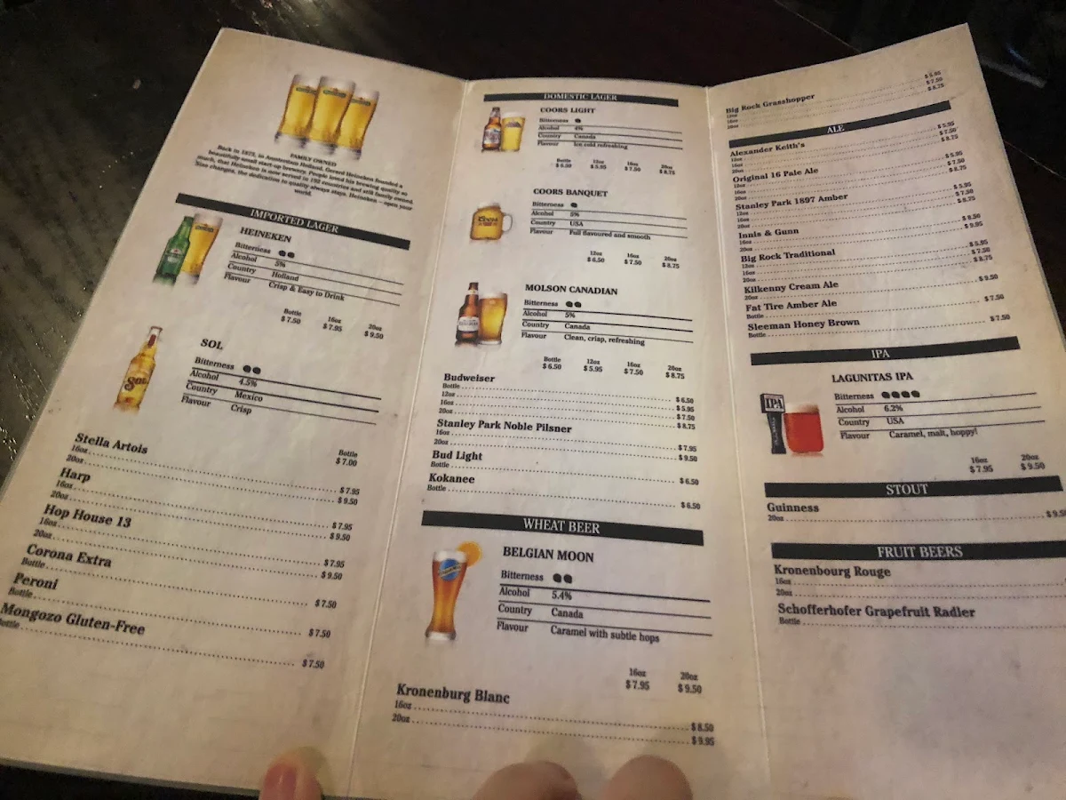 Menu, Ceili's Royal Oak