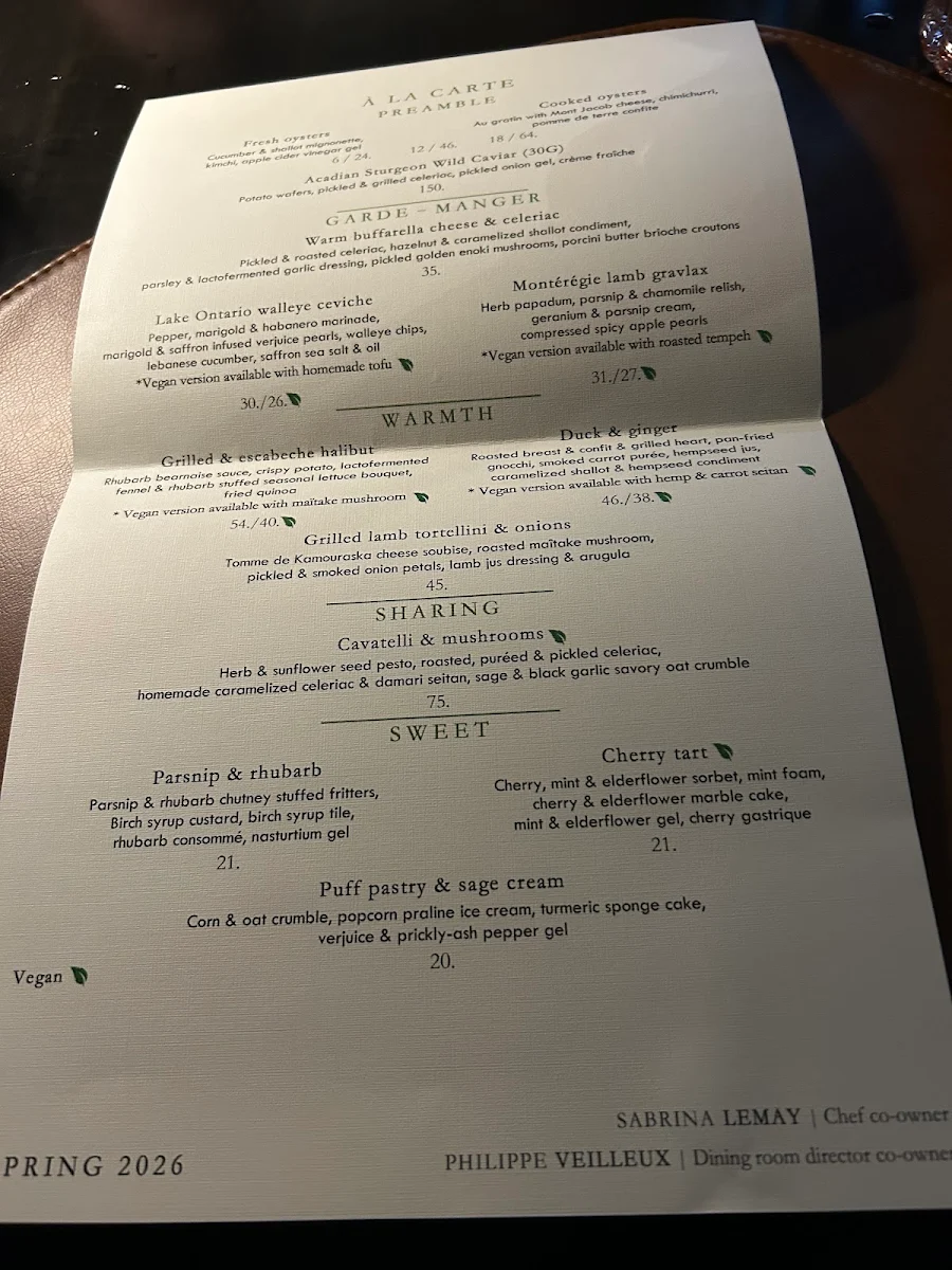 Menu, Restaurant Tanière³