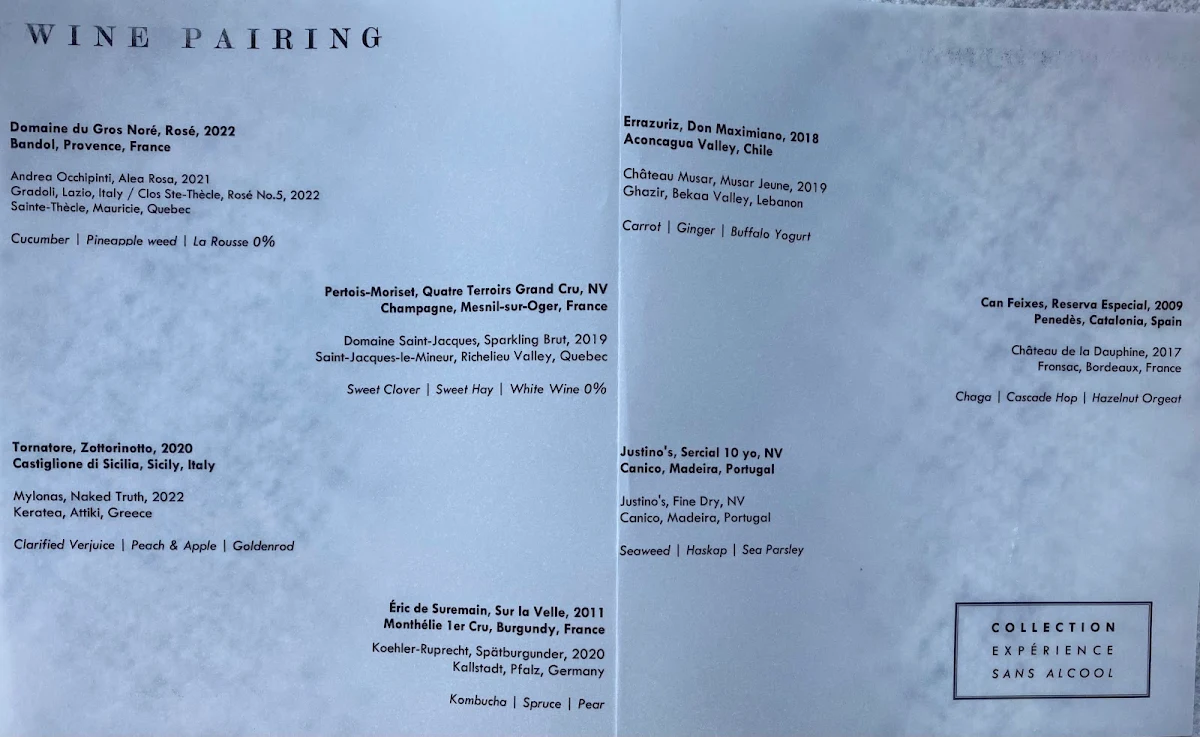Menu, Restaurant Tanière³