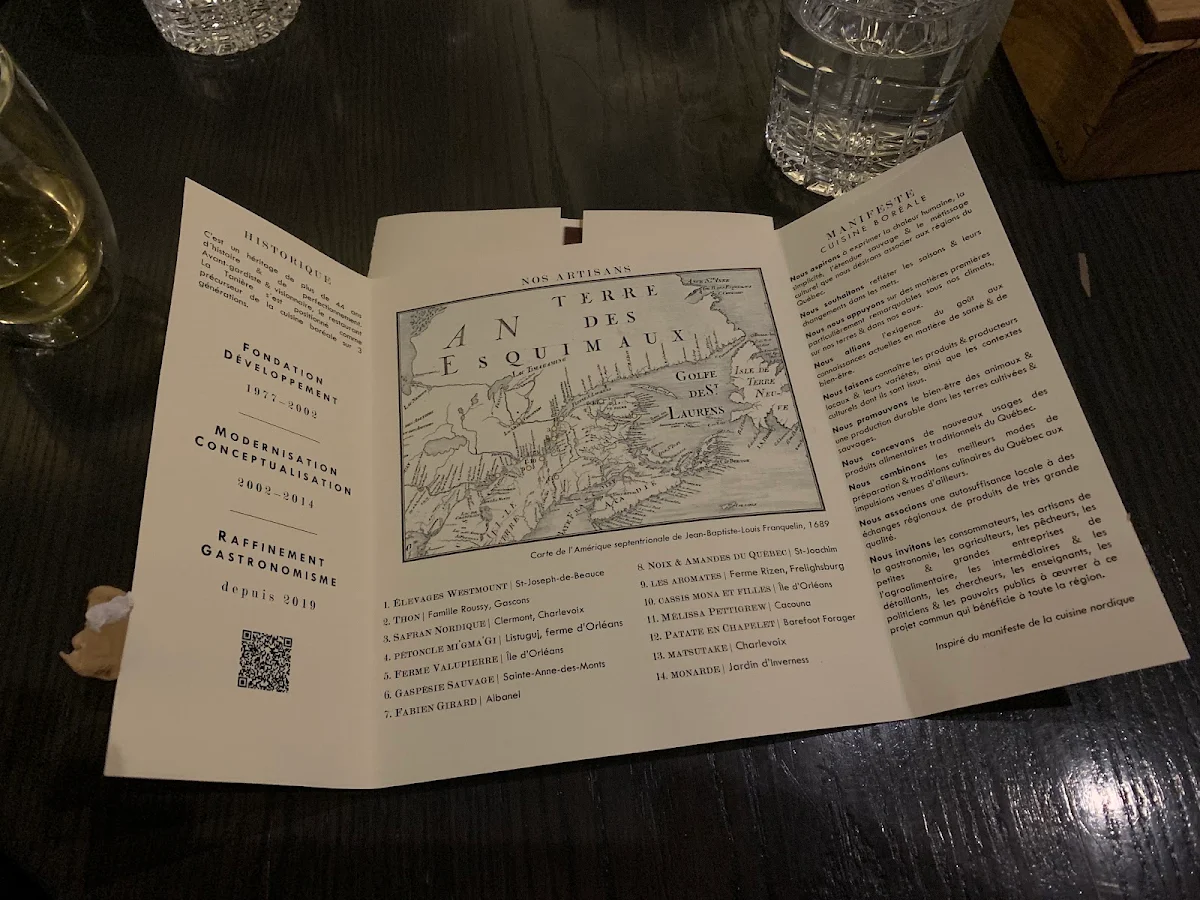 Menu, Restaurant Tanière³