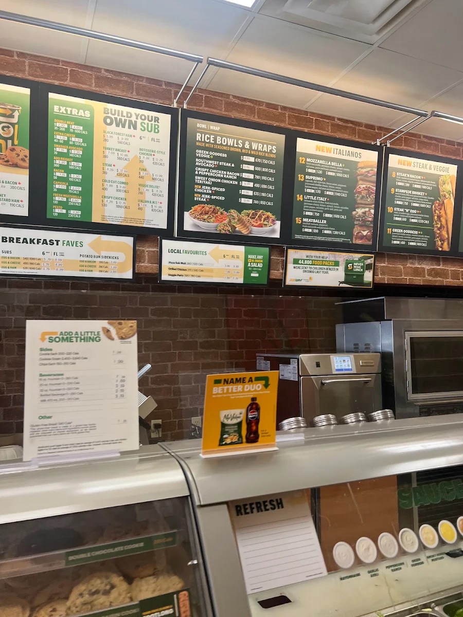 Menu, Subway