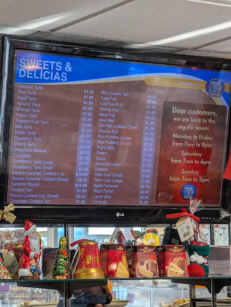 Menu, Nova Pastry & Bakery