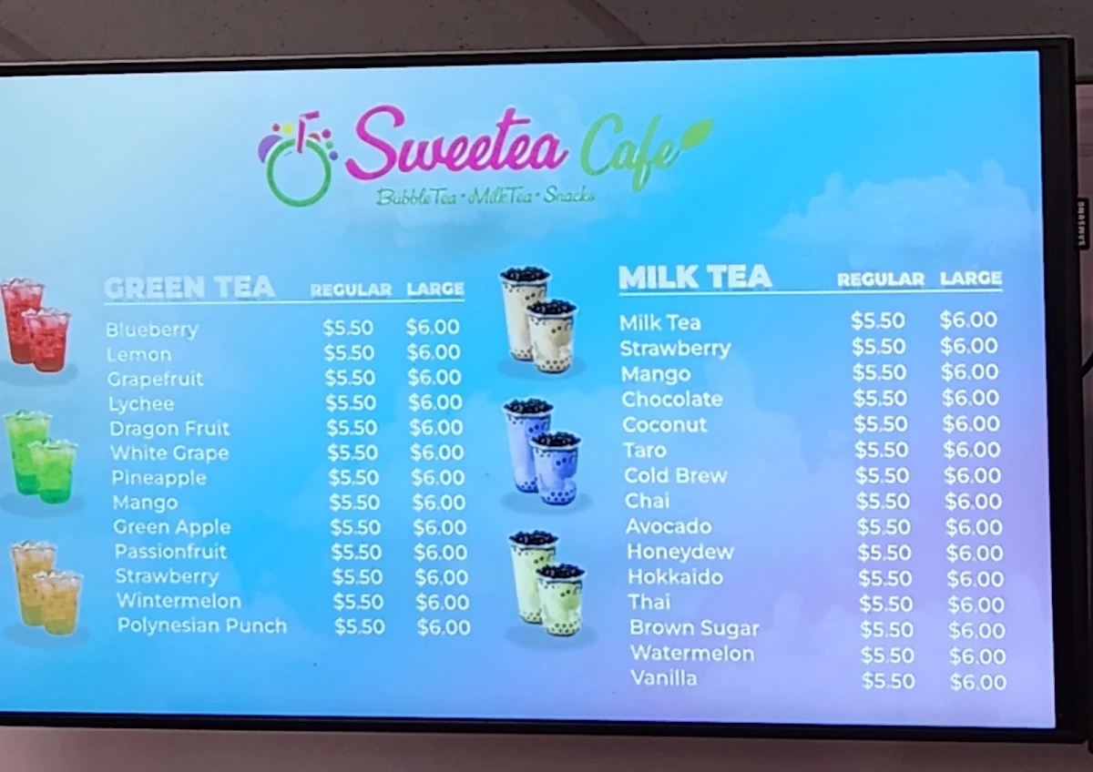 Menu, Sweetea Cafe