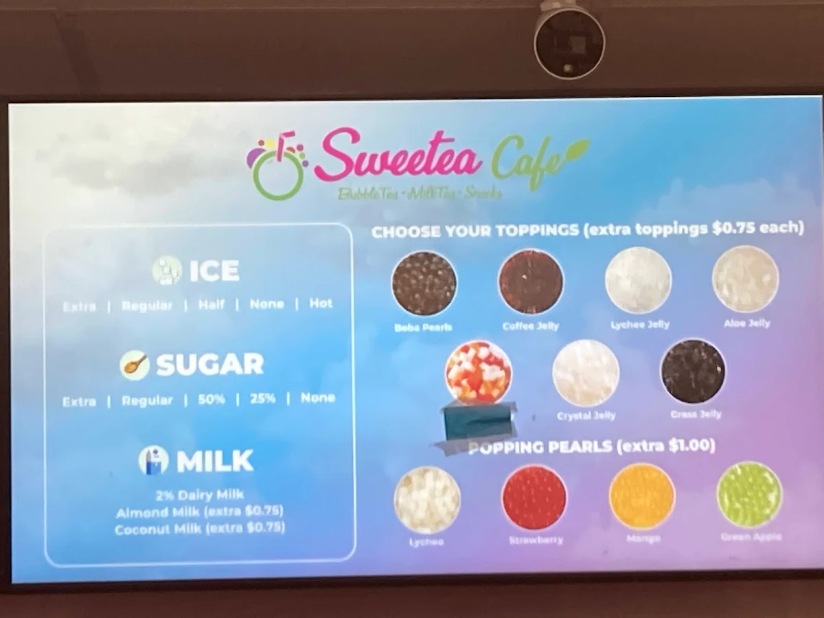 Menu, Sweetea Cafe