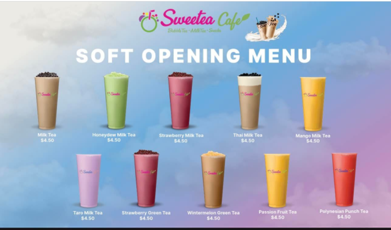 Menu, Sweetea Cafe