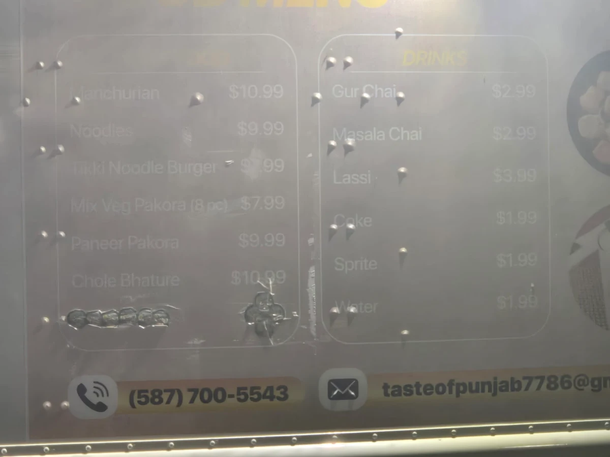 Menu, Taste of Punjab Food truck