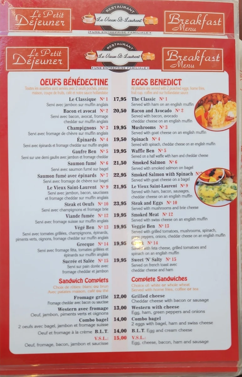 Menu, LE VIEUX ST-LAURENT