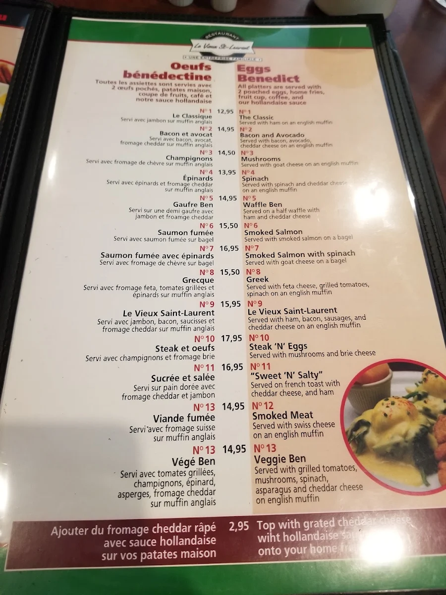 Menu, LE VIEUX ST-LAURENT