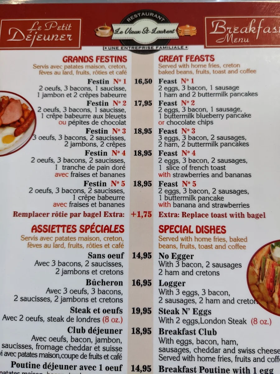 Menu, LE VIEUX ST-LAURENT