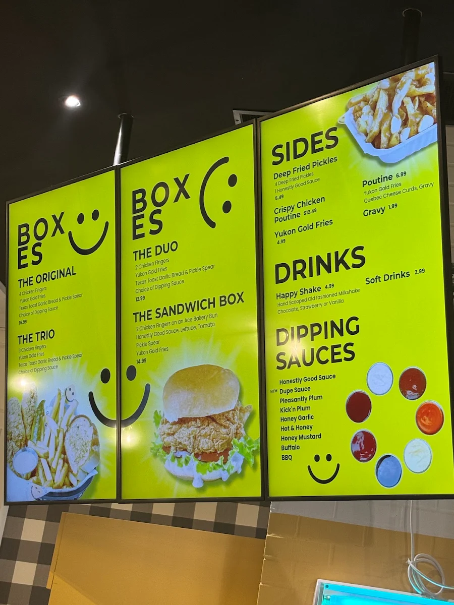 Menu, Honestly Good Chicken Fingers - Sherway Gardens