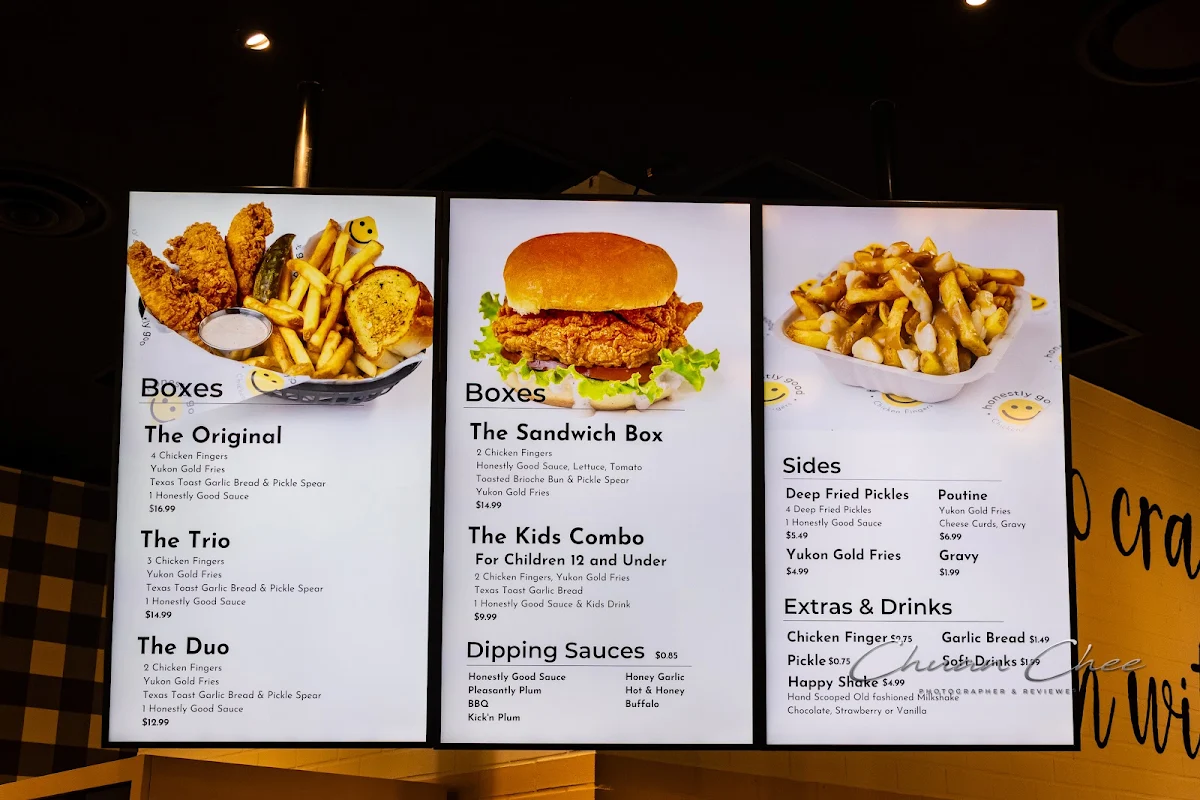 Menu, Honestly Good Chicken Fingers - Sherway Gardens